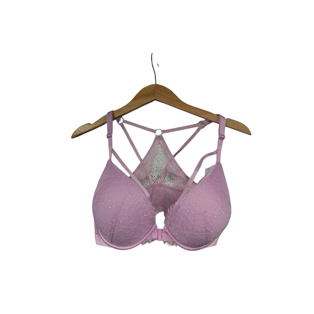 Victoria’s Secret Pink Purple Lace Very Sexy Push Up Front Closure Bra 34DDD